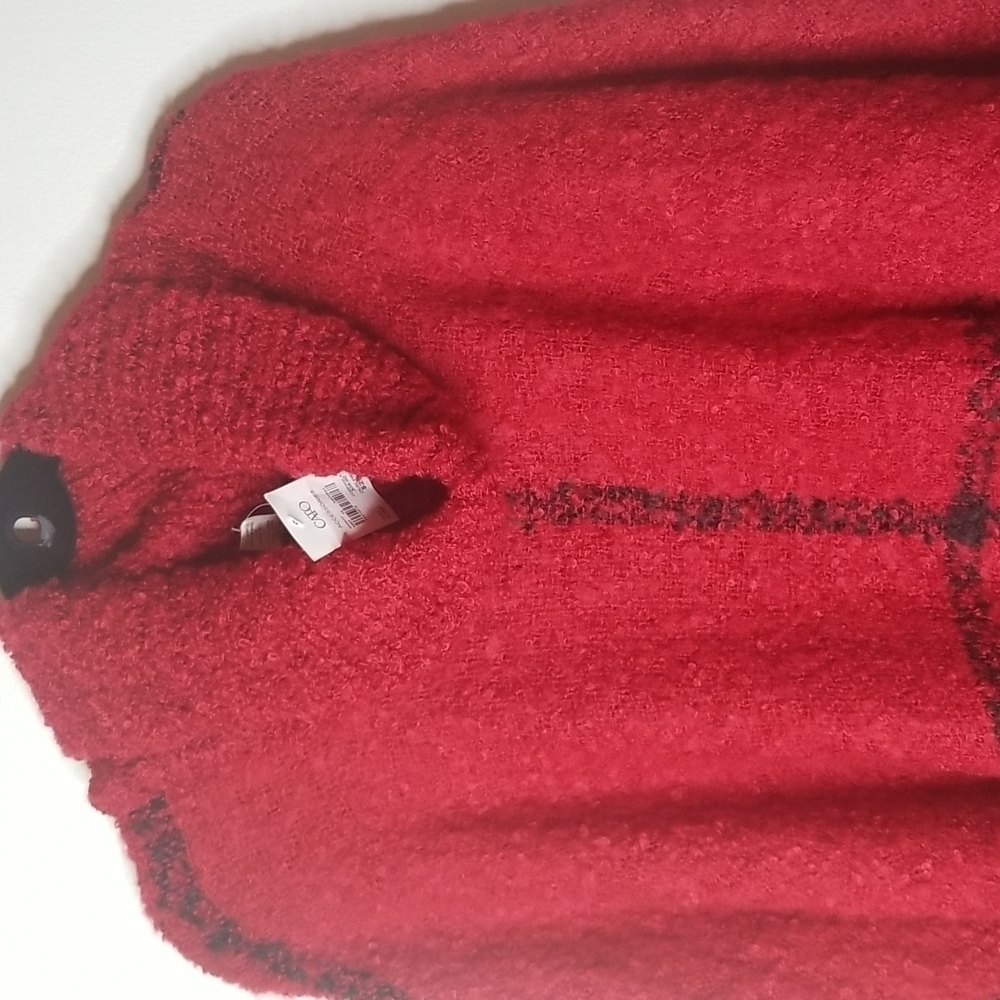 Cato Women's Poncho in red and black plaid